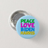 Badge Rond 2,50 Cm Peace Love Biden Harris (Devant & derrière)