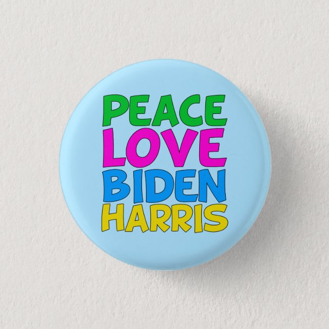 Badge Rond 2,50 Cm Peace Love Biden Harris (Devant)