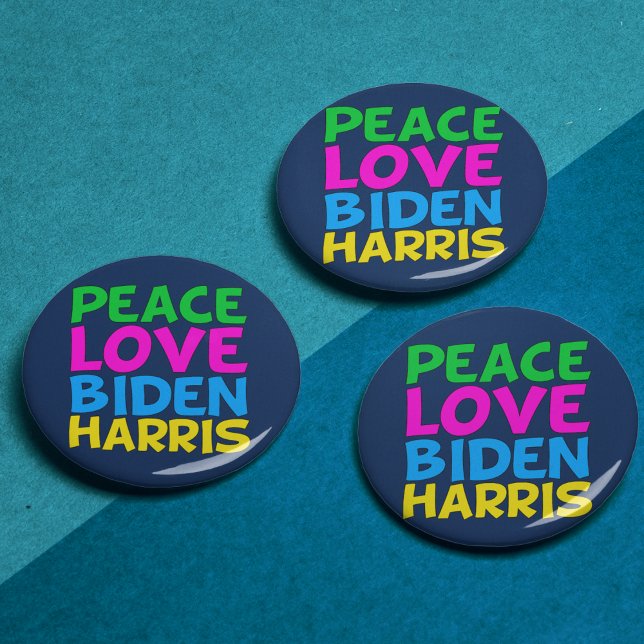 Badge Rond 2,50 Cm Peace Love Biden Harris (Créateur téléchargé)