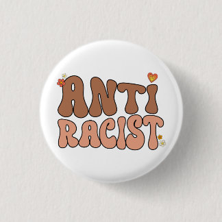 Badge Rond 2,50 Cm Peace Love et Anti-Raciste