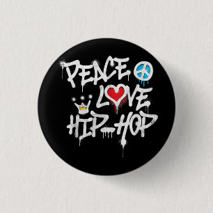 Badge Rond 2,50 Cm Peace Love Hip hop Dancing