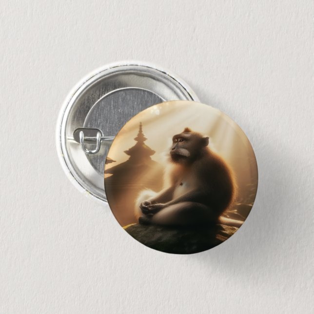 Badge Rond 2,50 Cm Peaceful Monkey Button (Devant & derrière)
