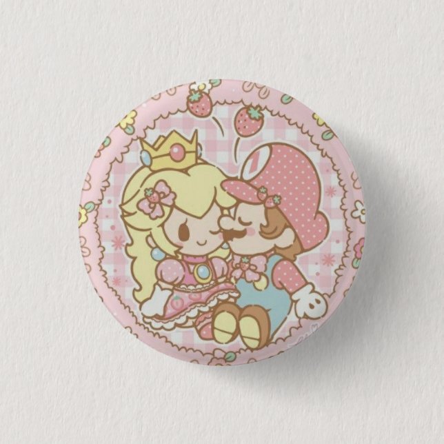 Badge Rond 2,50 Cm Peach et Mario (Devant)