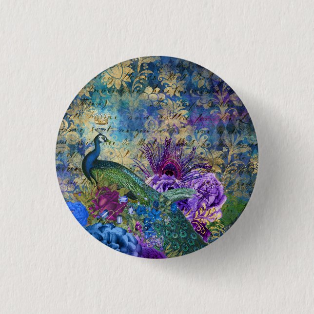 Badge Rond 2,50 Cm Peacock Birds touche pin tendance (Devant)