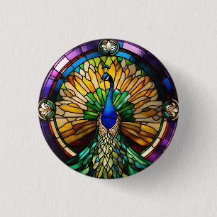 Badge Rond 2,50 Cm Peacock en verre tendu