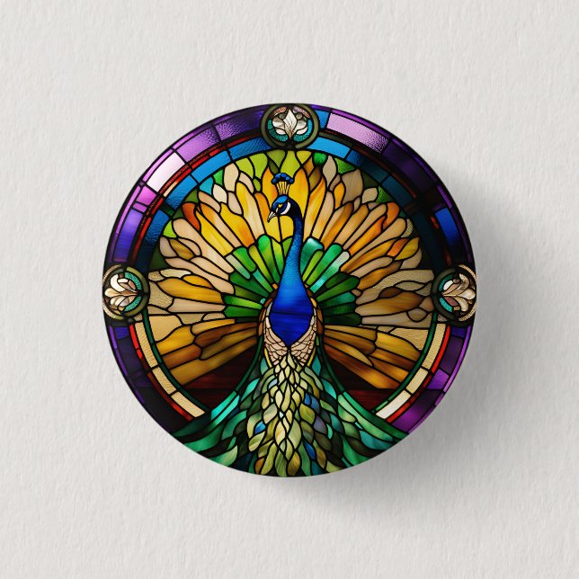 Badge Rond 2,50 Cm Peacock en verre tendu (Devant)