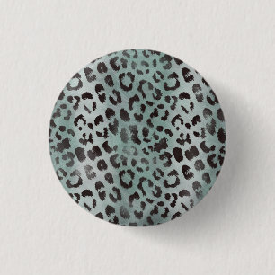 Badge Rond 2,50 Cm Peau de léopard dans une mer bleue tangerine