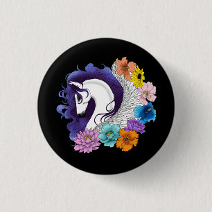 Badge Rond 2,50 Cm Pegasus Noir Floral