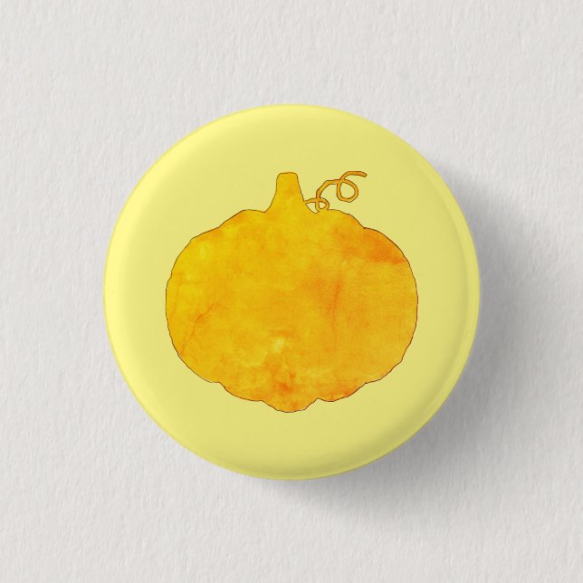 Badge Rond 2,50 Cm Peinture aquarelle citrouille (Devant)