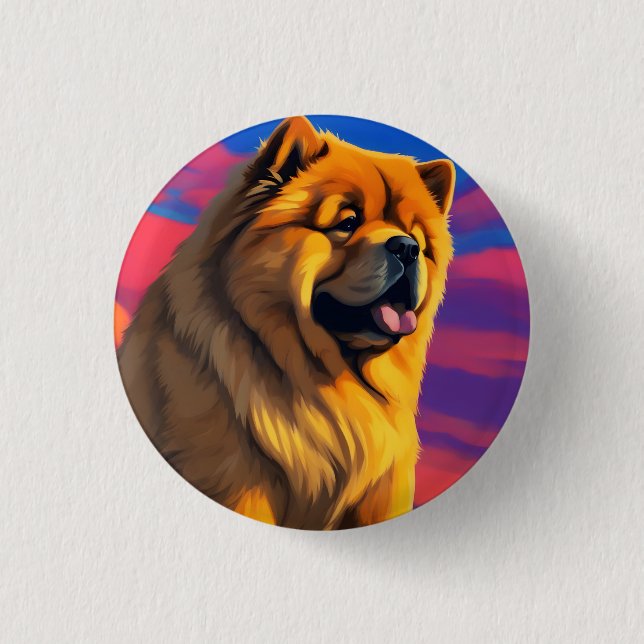 Badge Rond 2,50 Cm Peinture de Chow Chow (Devant)