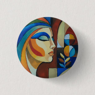 Badge Rond 2,50 Cm Peinture de femme cubiste abstraite Art Bouton ron
