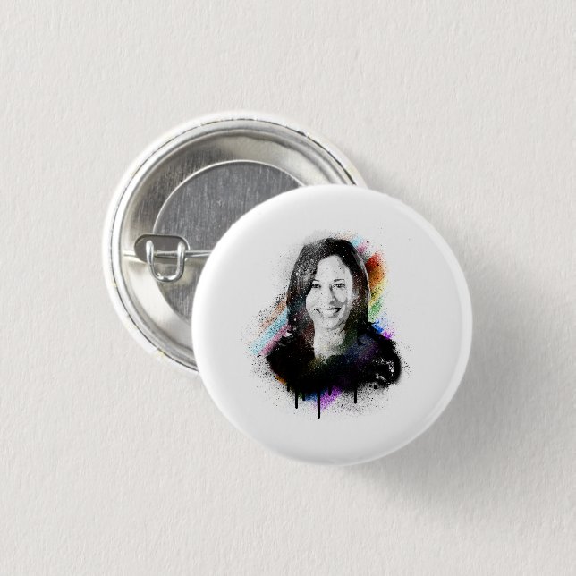 Badge Rond 2,50 Cm Peinture en Spray Kamala Harris (Devant & derrière)