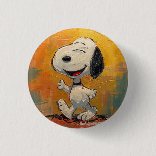 Badge Rond 2,50 Cm Peinture Pop Art de Chien Beagle Joyeux