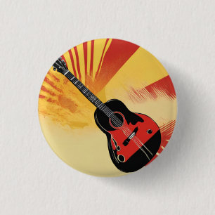 Badge Rond 2,50 Cm Peinture Pop Art Guitare Illustration Vintage Retr
