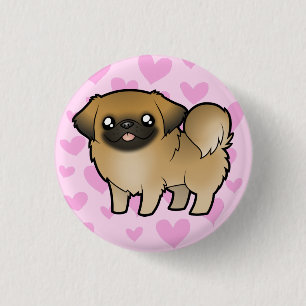 Badge Rond 2,50 Cm Pekingese Love (chiot coupé)