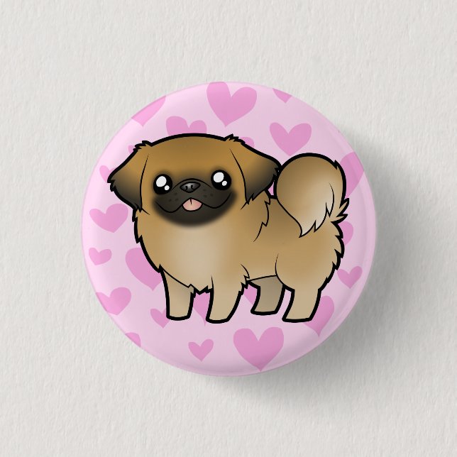 Badge Rond 2,50 Cm Pekingese Love (coupe de chiot) (Devant)