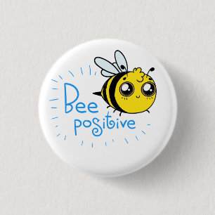Badge Rond 2,50 Cm Penser Positive Abee Positive Mignonne Abee