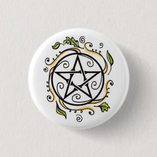 Badge Rond 2,50 Cm Pentacle Feuille