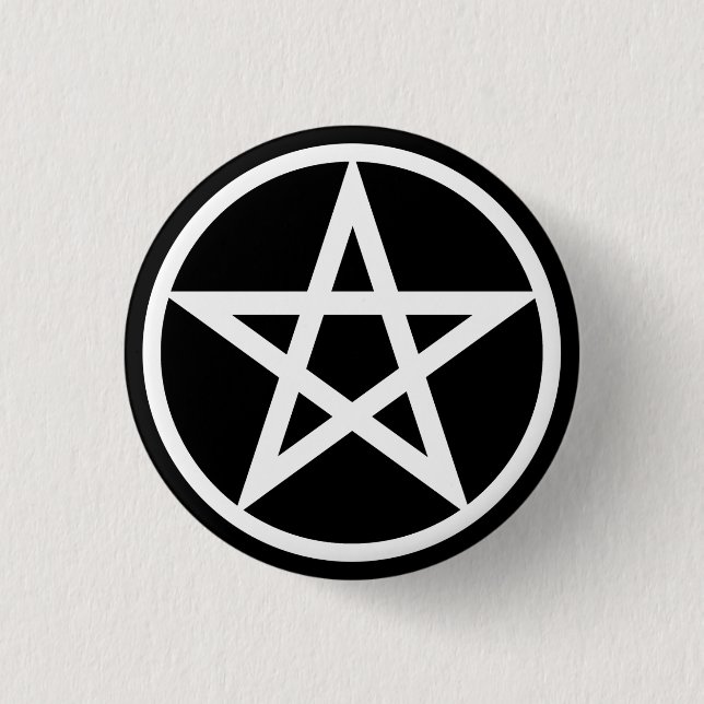 Badge Rond 2,50 Cm Pentacle grand sur noir (Devant)