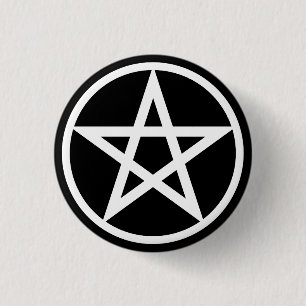 Badge Rond 2,50 Cm Pentacle grand sur noir