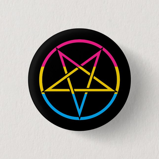 Badge Rond 2,50 Cm Pentagramme de drapeau pansexuel inversé (Devant)