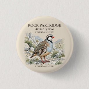 Badge Rond 2,50 Cm Perdrix bartavelle ,Alectoris Graeca Oiseaux de Ch