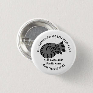Badge Rond 2,50 Cm Perdu Grey Tabby Kitten Adresse de la famille 