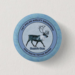 Badge Rond 2,50 Cm Père Noël 1er Polar Airlift Sqdn - Subduit