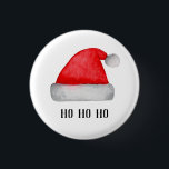 Badge Rond 2,50 Cm Père Noël. Casquette rouge. Fêtes de Noël. Ho ho h<br><div class="desc">Bouton Père Noël.</div>
