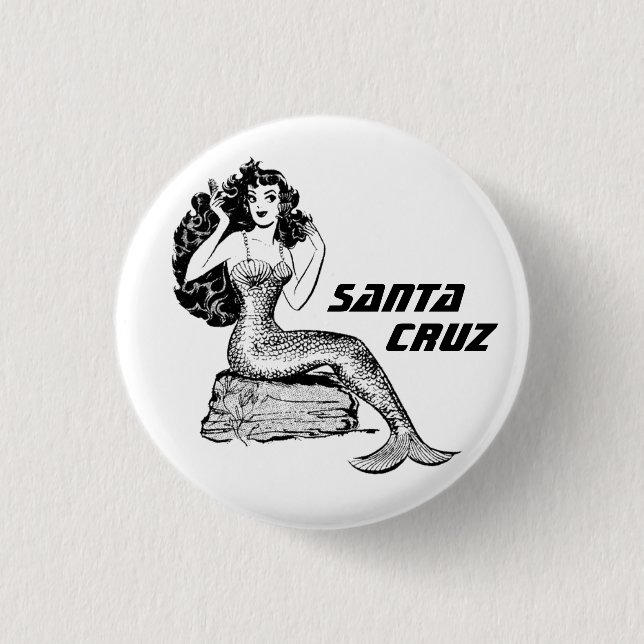 Badge Rond 2,50 Cm Père Noël Cruz California Mermaid Pinback (Devant)