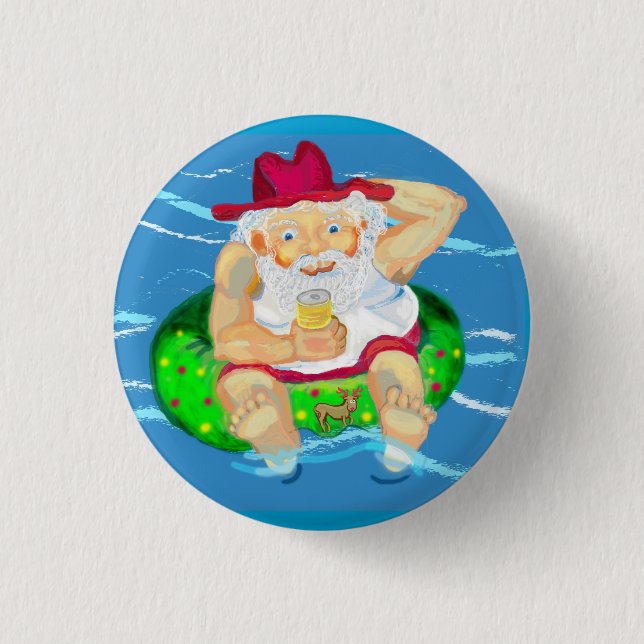 Badge Rond 2,50 Cm Père Noël en vacances (Devant)