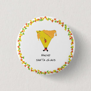 Badge Rond 2,50 Cm Père Noël Nacho avec chips