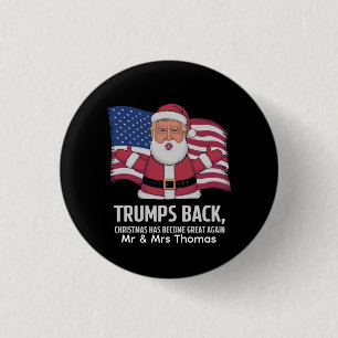 Badge Rond 2,50 Cm Père Noël patriotique Trump Noël Design Américain