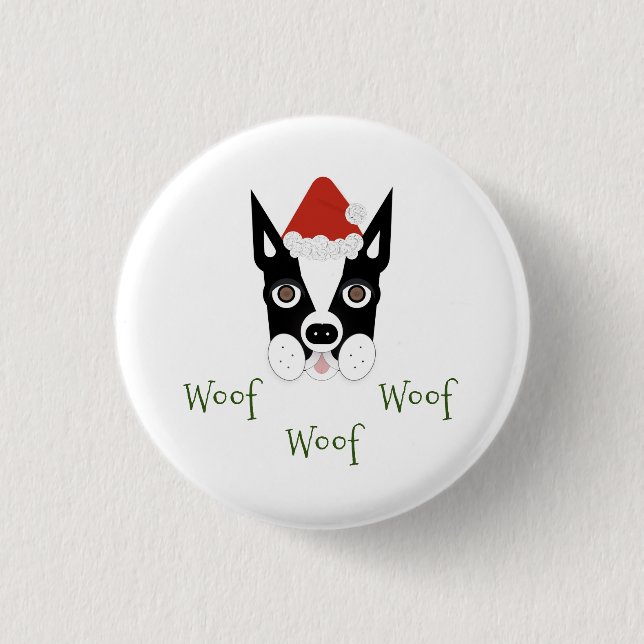 Badge Rond 2,50 Cm Père Noël Terrier Pin (Devant)
