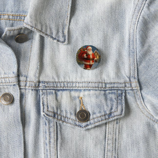 Badge Rond 2,50 Cm Père Noël vintage Noël Pays merveilleux d'hiver