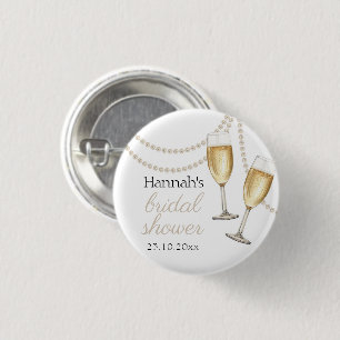 Badge Rond 2,50 Cm Perles et prosecco Élégante douche de mariée