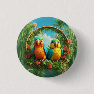 Badge Rond 2,50 Cm Perroquets de dessin animé colorés