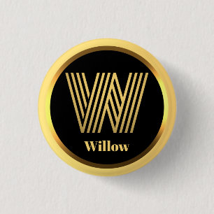 Badge Rond 2,50 Cm Personalised Gold Monogrammed Letter W