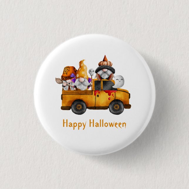 Badge Rond 2,50 Cm Personalize Halloween Gnomes Happy Halloween (Devant)