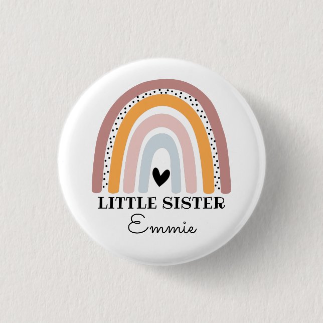 Badge Rond 2,50 Cm Personalized Boho Rainbow Little Sister (Devant)