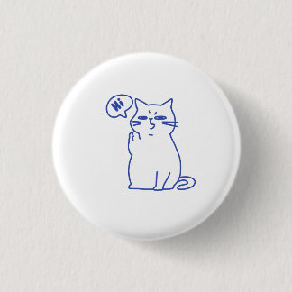 Badge Rond 2,50 Cm Personnage de chat blanc mignon drôle doodle