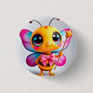 Badge Rond 2,50 Cm Personnage de fée abeille de dessin animé adorable