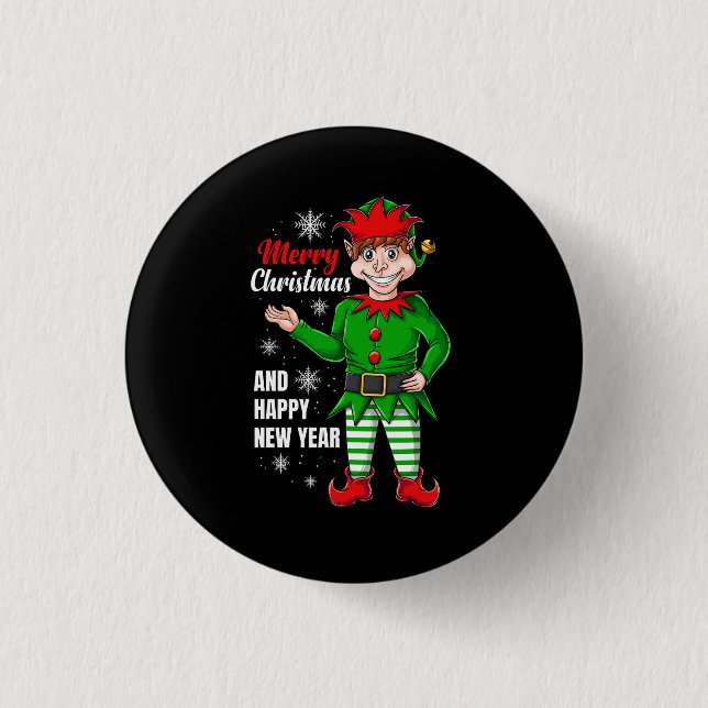 Badge Rond 2,50 Cm personnage elf père Noël (Devant)
