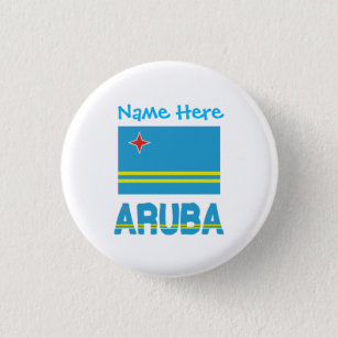 Badge Rond 2,50 Cm Personnalisation bleue du drapeau d'Aruba et d'Aru