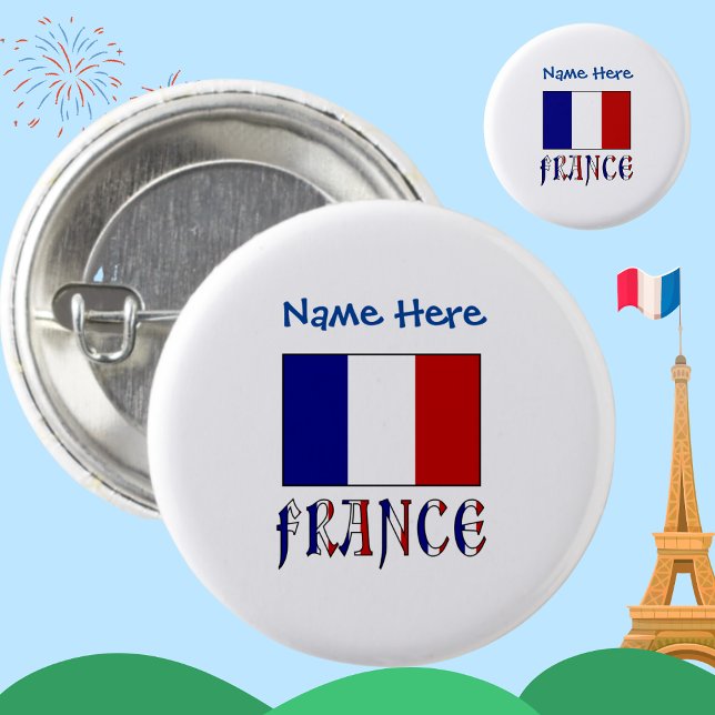 Badge Rond 2,50 Cm Personnalisation de la France et du drapeau bleu (Créateur téléchargé)