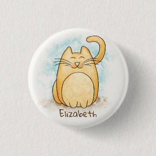 Badge Rond 2,50 Cm Personnalisation de l'aquarelle Cute Cat