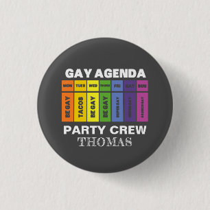 Badge Rond 2,50 Cm Personnalisation LGBT Party Crew Gay Agenda Arc-en