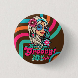Badge Rond 2,50 Cm Personnalisé 70's Rétro Disco Anniversaire Boogie 