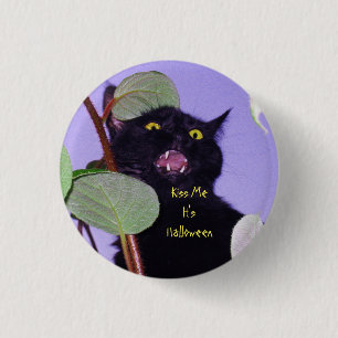Badge Rond 2,50 Cm Personnalisé Angry and grincheux Halloween chat no