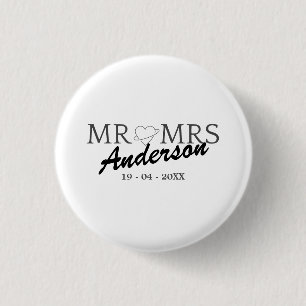 Badge Rond 2,50 Cm Personnalisé M. et Mme Mariage Cadeau familial